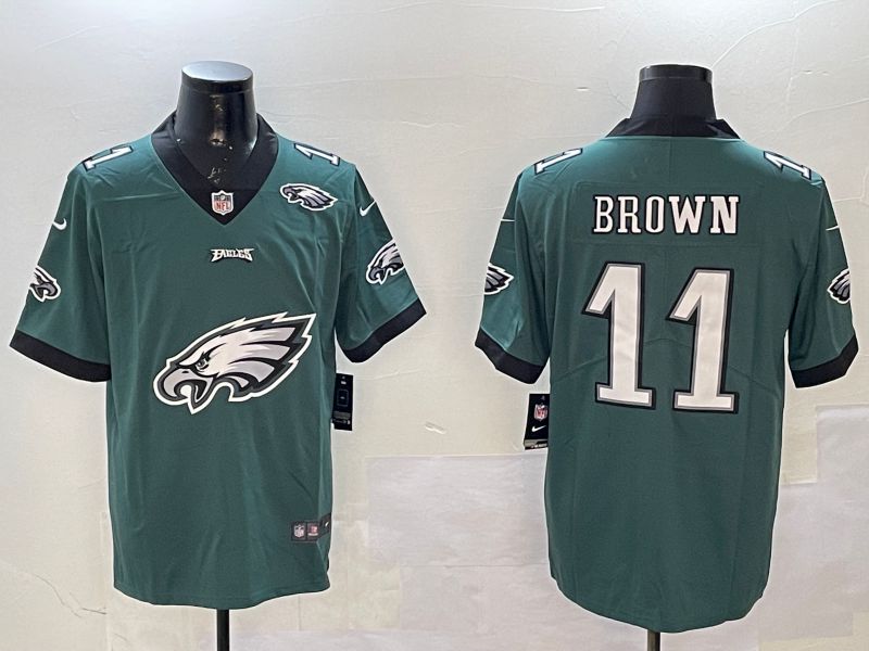 Men 2025 Philadelphia Eagles 11 Brown Green Nike Limited NFL Jersey style 52